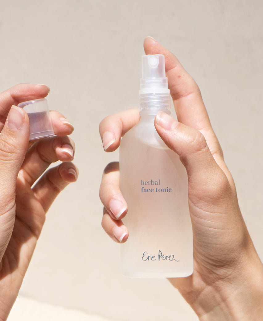 natural herbal face tonic by Ere Perez in its sustainable bottle