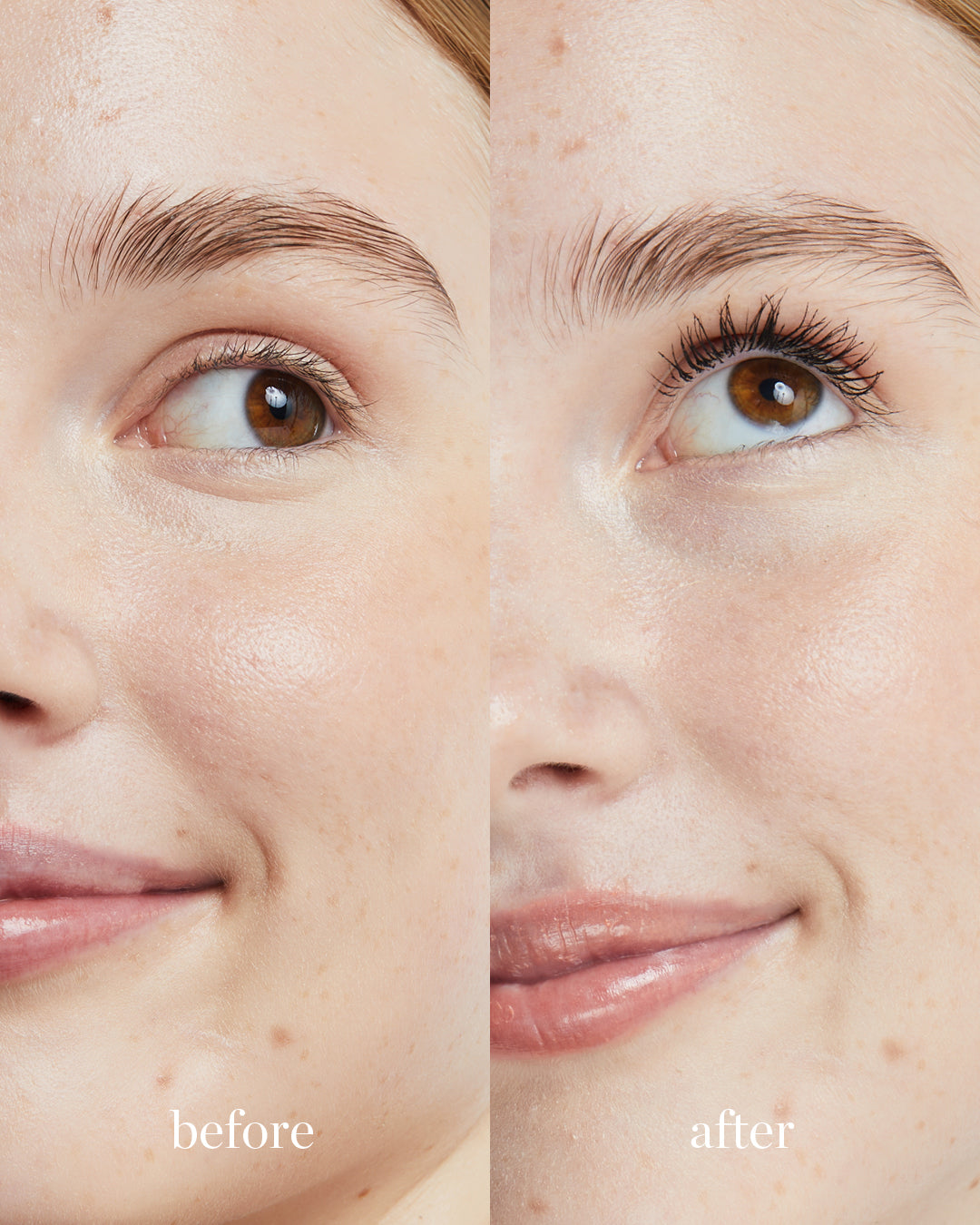 Comparison after usage of avocado waterproof mascara by Ere Perez for long healthy lashes