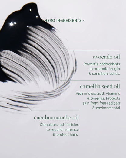 swatch of mini avocado waterproof ingredients and its all-natural hero ingredients