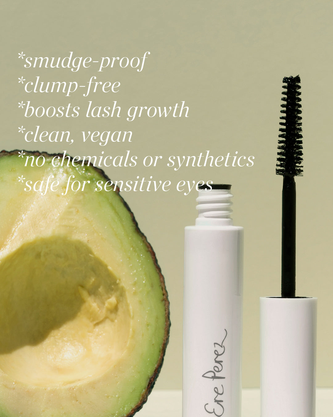 Main benefits of vegan avocado waterproof mascara by Ere Perez
