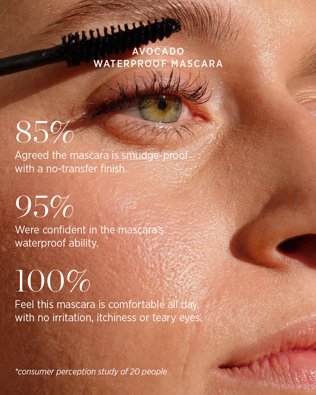 consumer perception study results of natural avocado waterproof mascara by Ere Perez