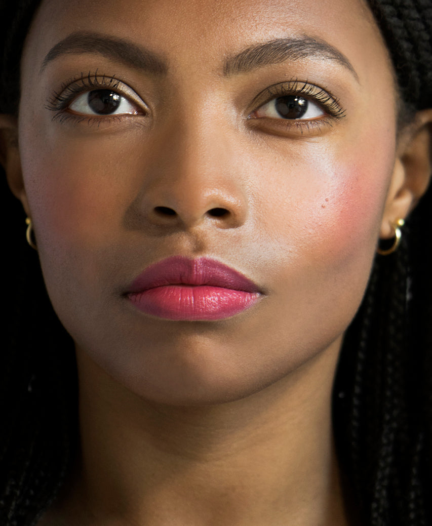 vegan beetroot cheek & lip tint Ere Perez applied overall for healthy vivid pigments