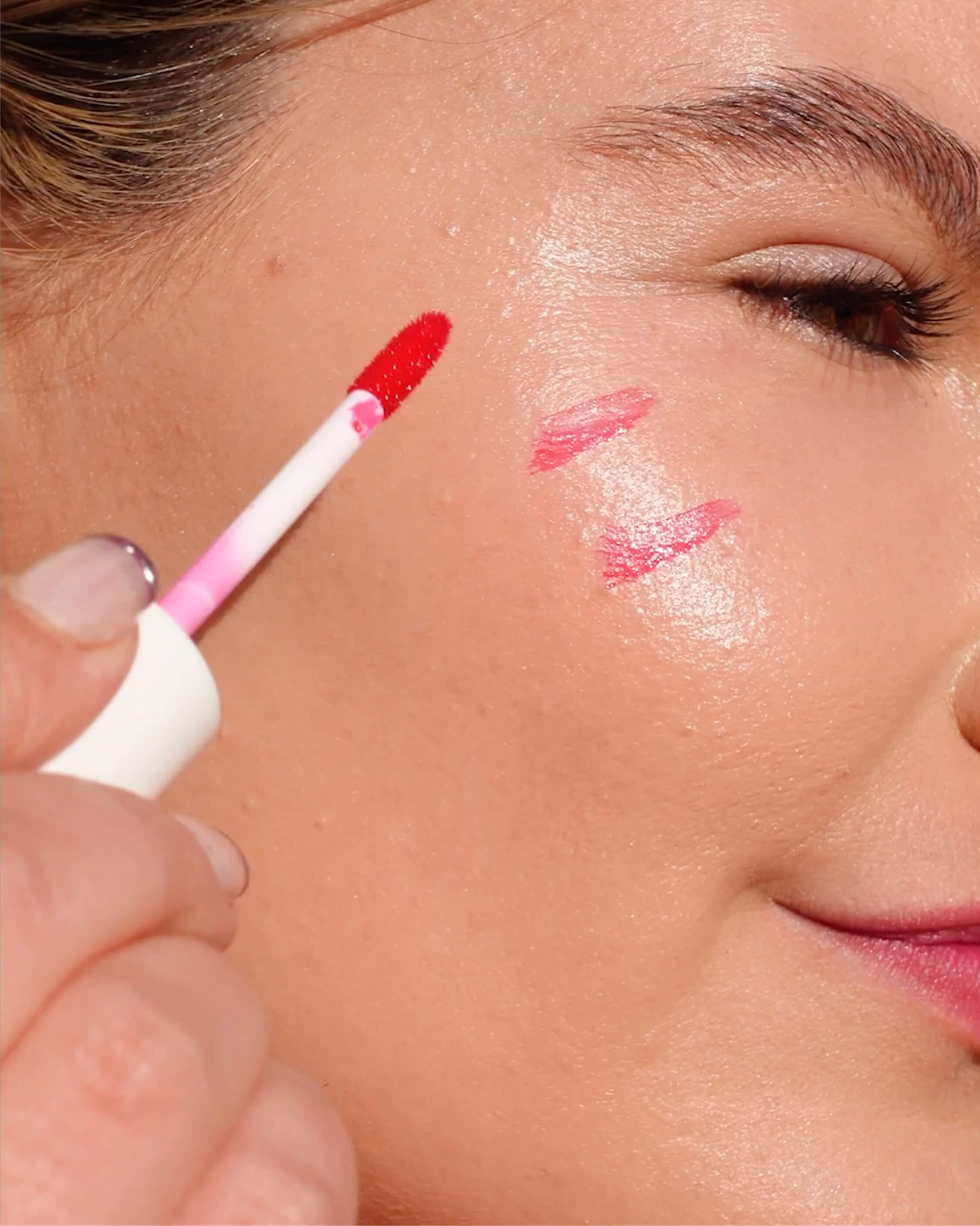 vegan beetroot cheek & lip tint Ere Perez applied overall for a youthful colour with its natural pigment