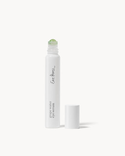 Natural grape water eye serum in its infinitely recyclable eye roller