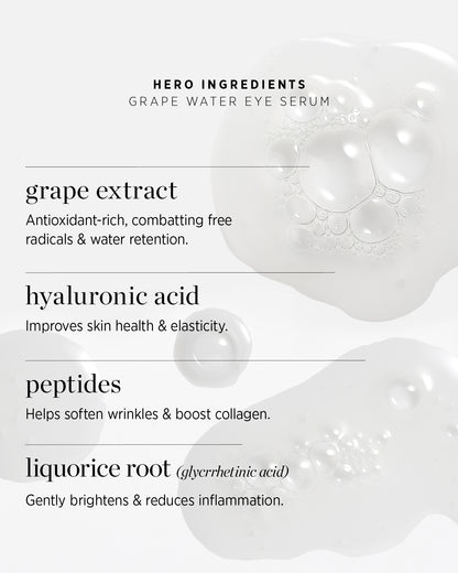 all-natural hero ingredients in grape water eye serum by Ere Perez and their main benefits