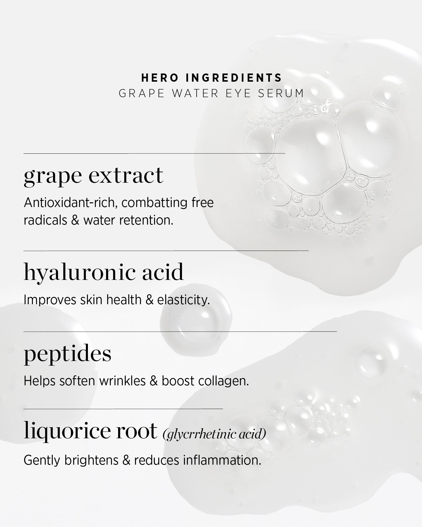all-natural hero ingredients in grape water eye serum by Ere Perez and their main benefits