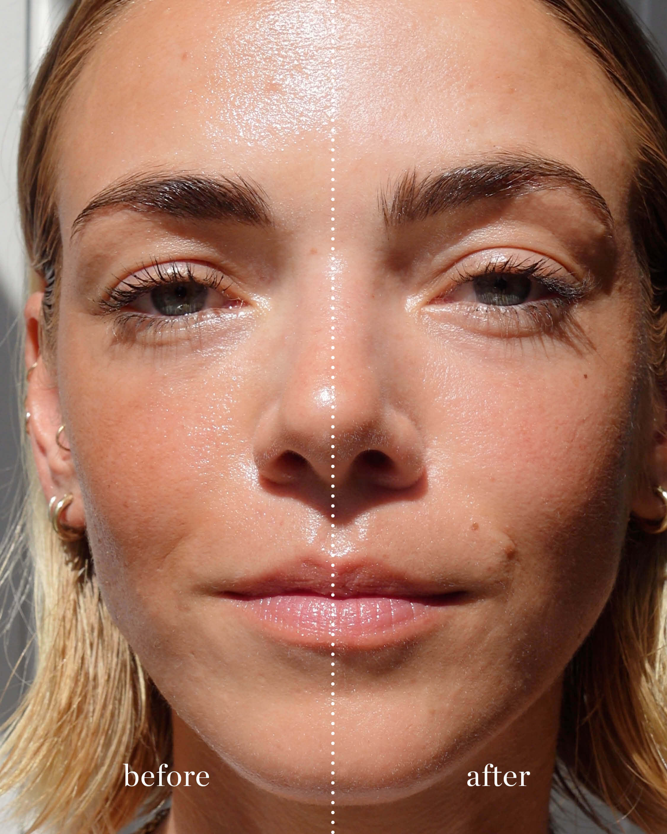 Comparison of effect of all-natural green tea oil control paper to reduce shine for a matte skin