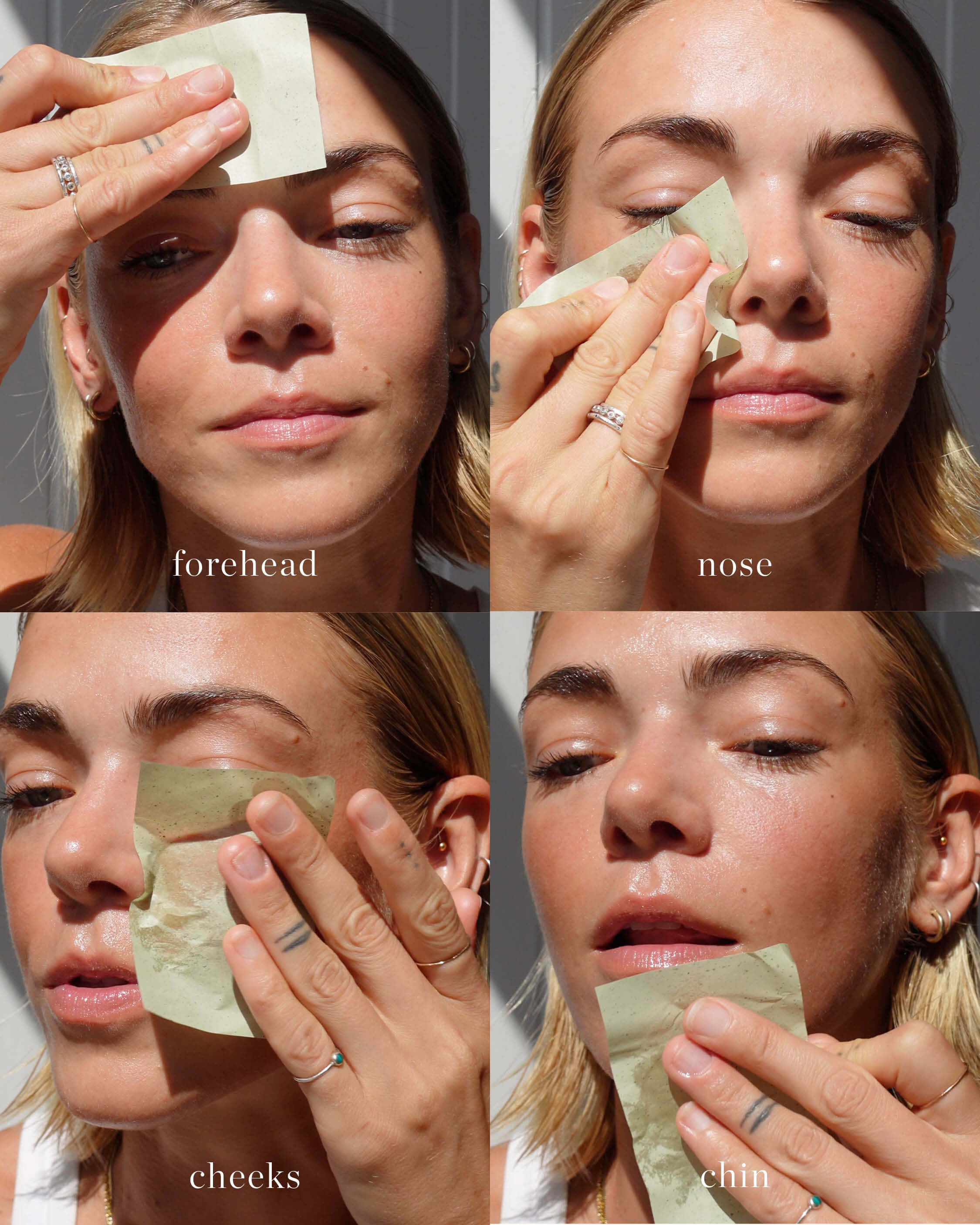 Zones of the face that can benefit from usage of organic green tea oil control paper and application on the skin
