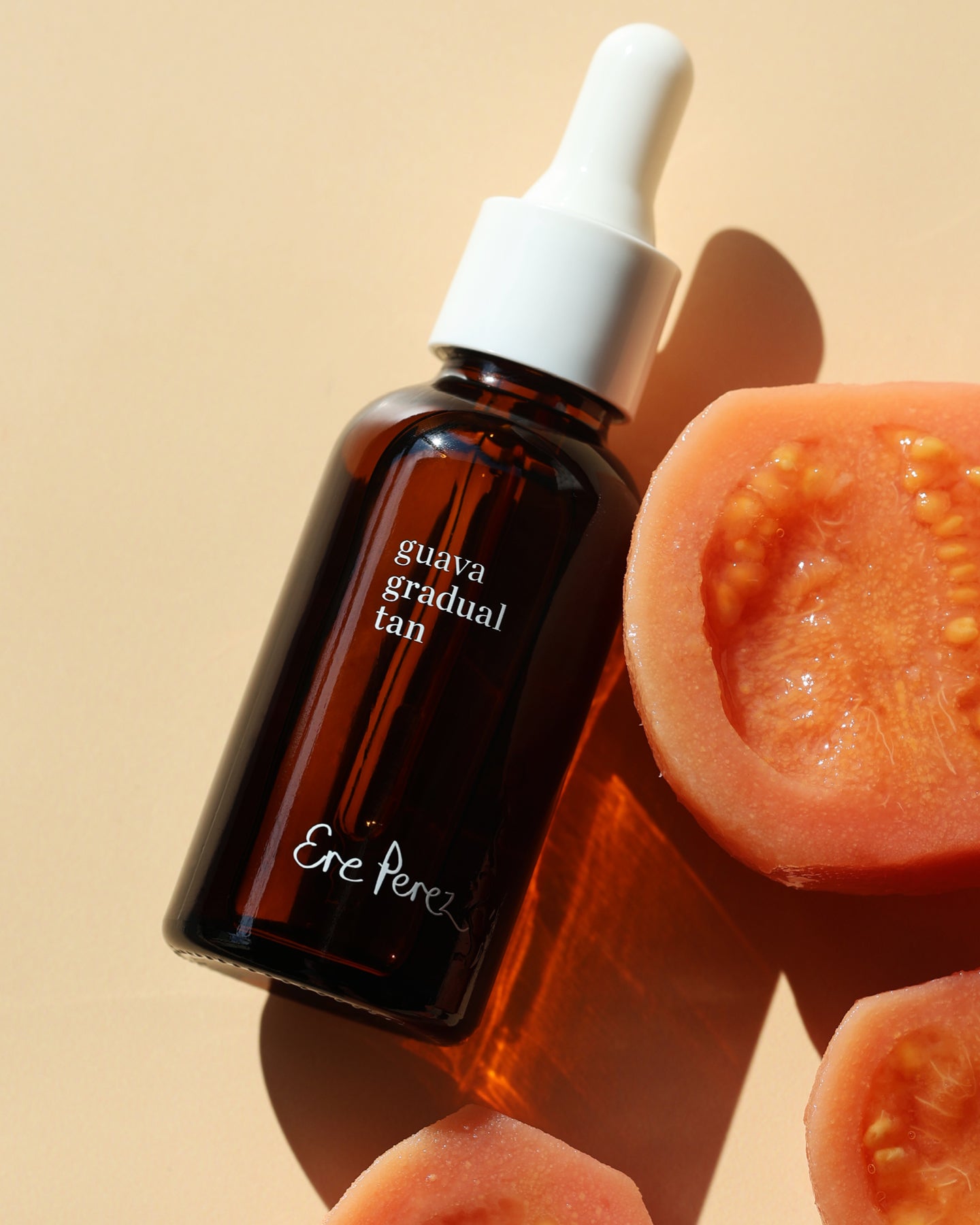 natural gradual tan next to guava fruit