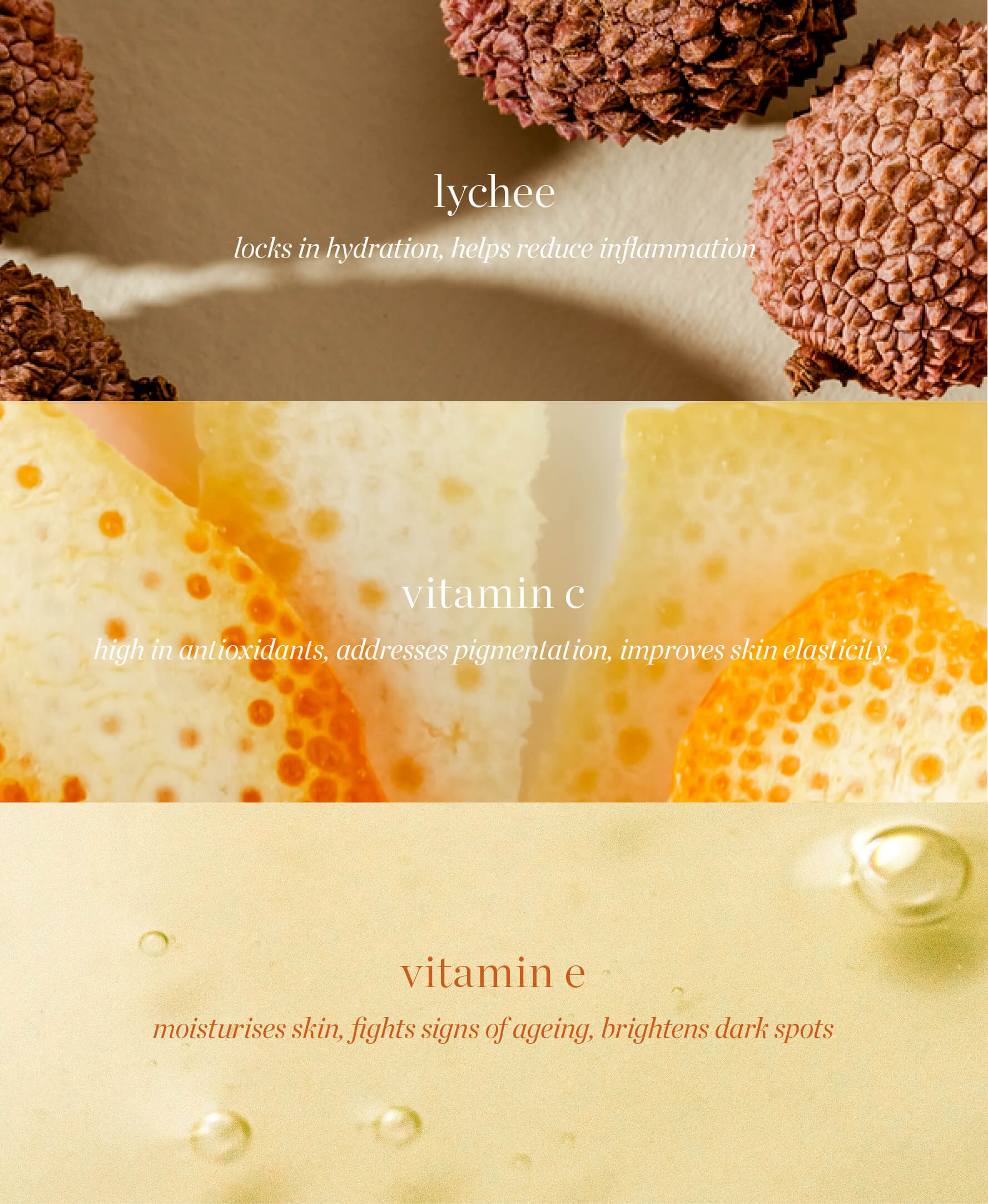 Main all natural ingredients in lychee creme corrector by Ere Perez