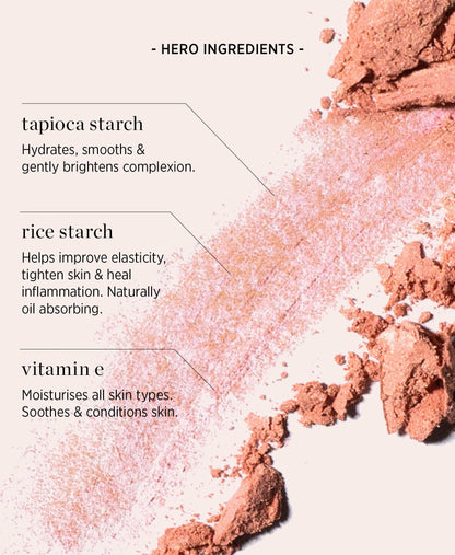 all-natural hero ingredients of tapioca cheek colour by Ere Perez