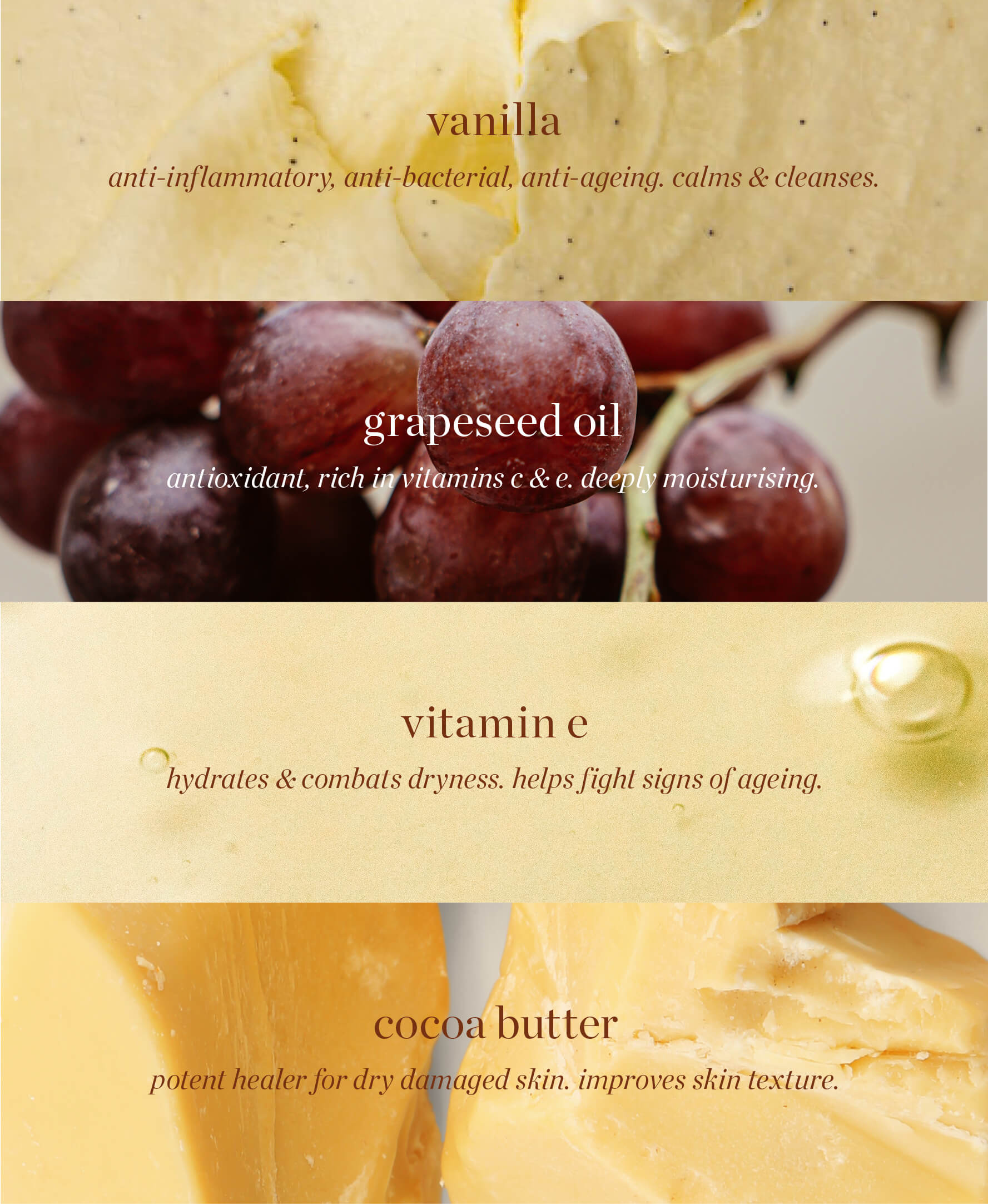 Main all-natural ingredients of the vanilla highlighter by Ere Perez