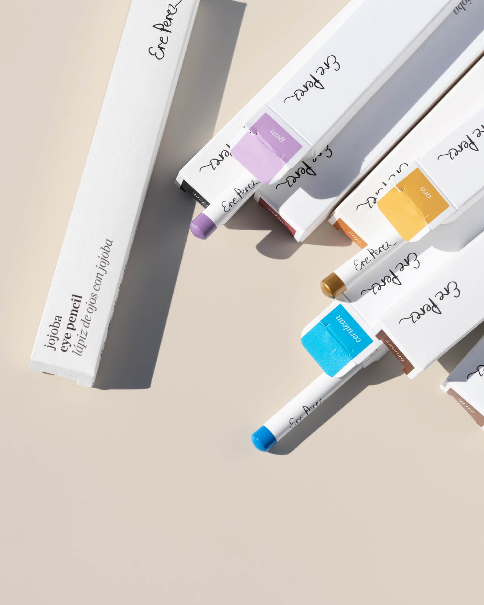 jojoba eye pencil packaging Ere Perez all shades