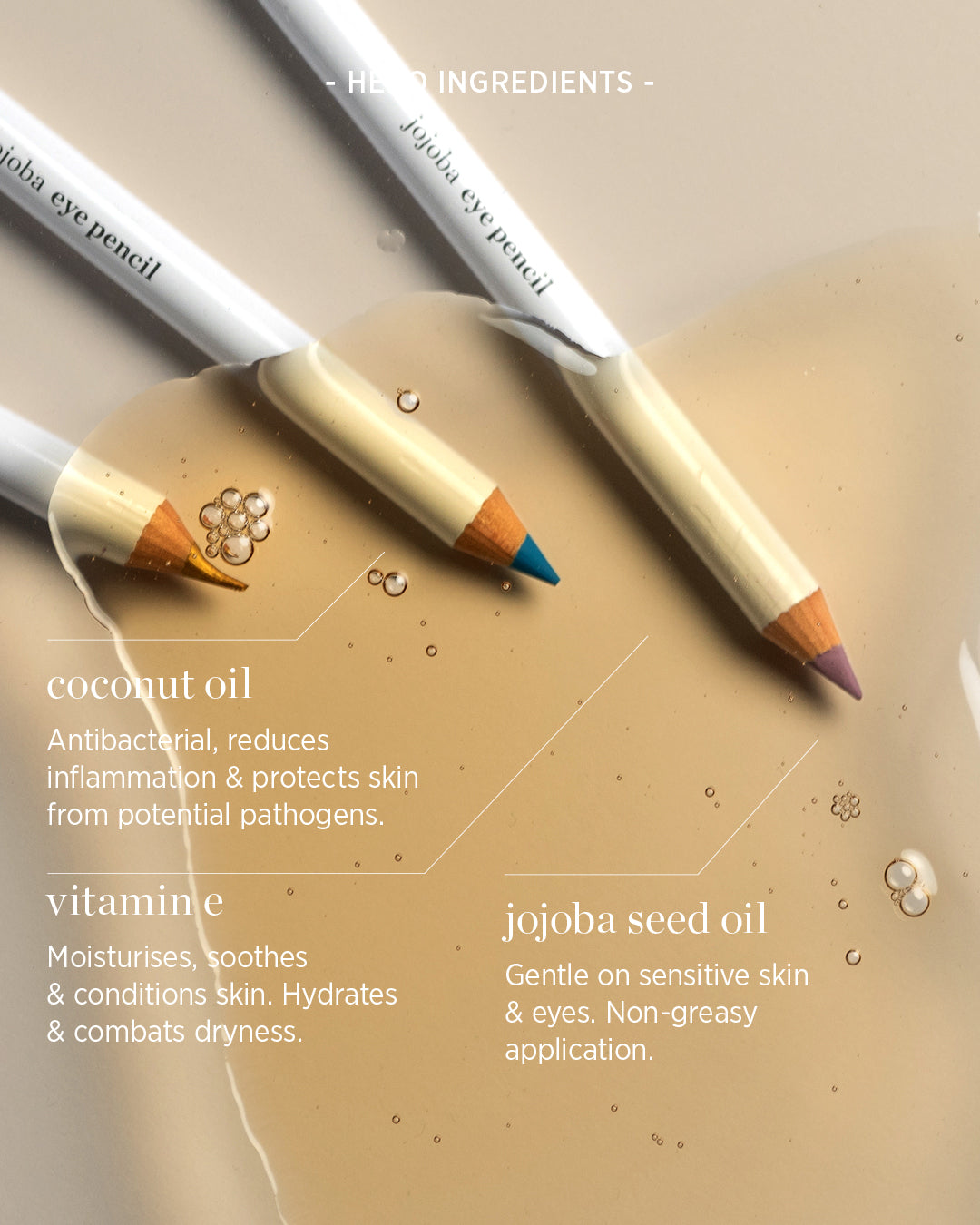 all-natural hero ingredients of jojoba eye pencil and their main benefits