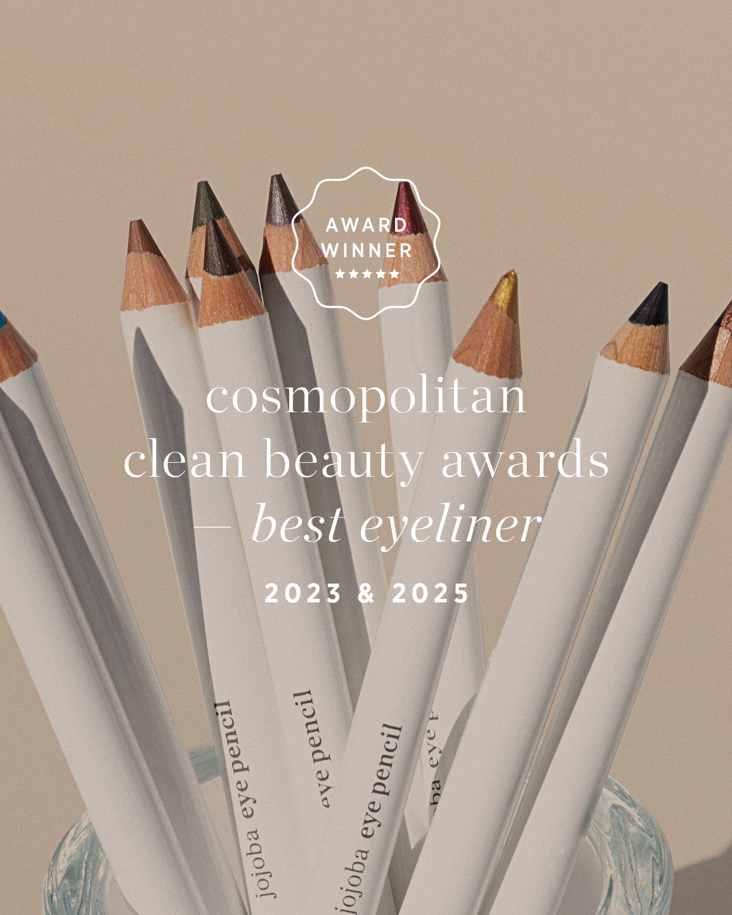 Award winner of cosmopolitan clean beauty awards jojoba eye pencil Ere Perez all shades
