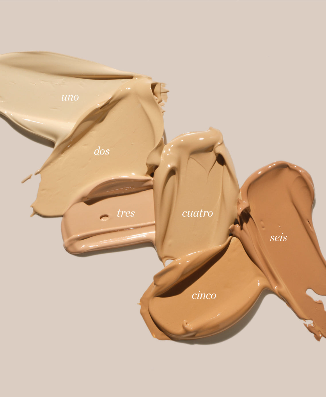Swatches of various shades of smooth and brightening lychee creme corrector Ere Perez