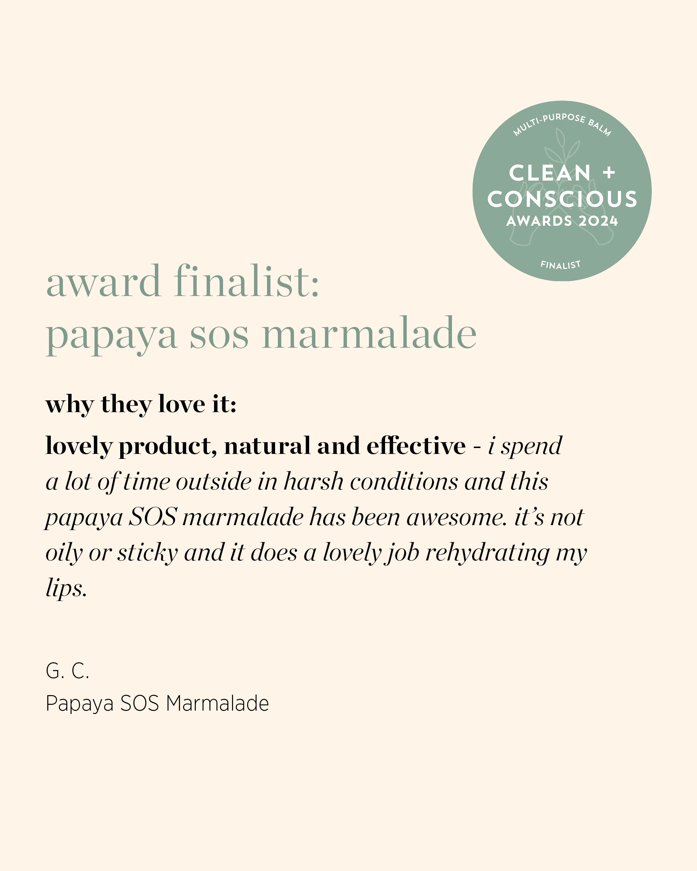 why papaya sos marmalade by Ere Perez was award finalist in clean + conscious awards 2024