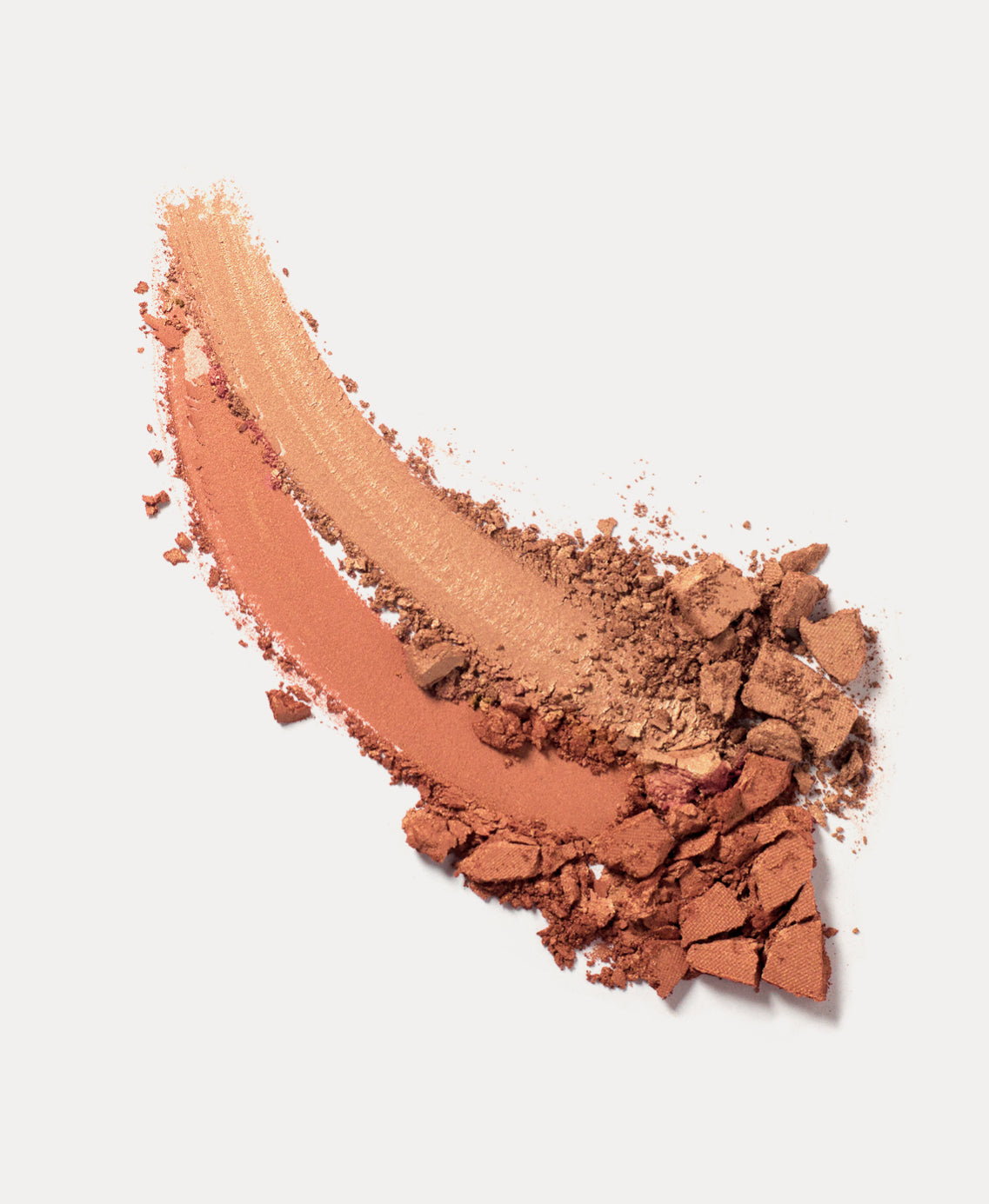swatch of two shades of all-natural rice powder bronzer
