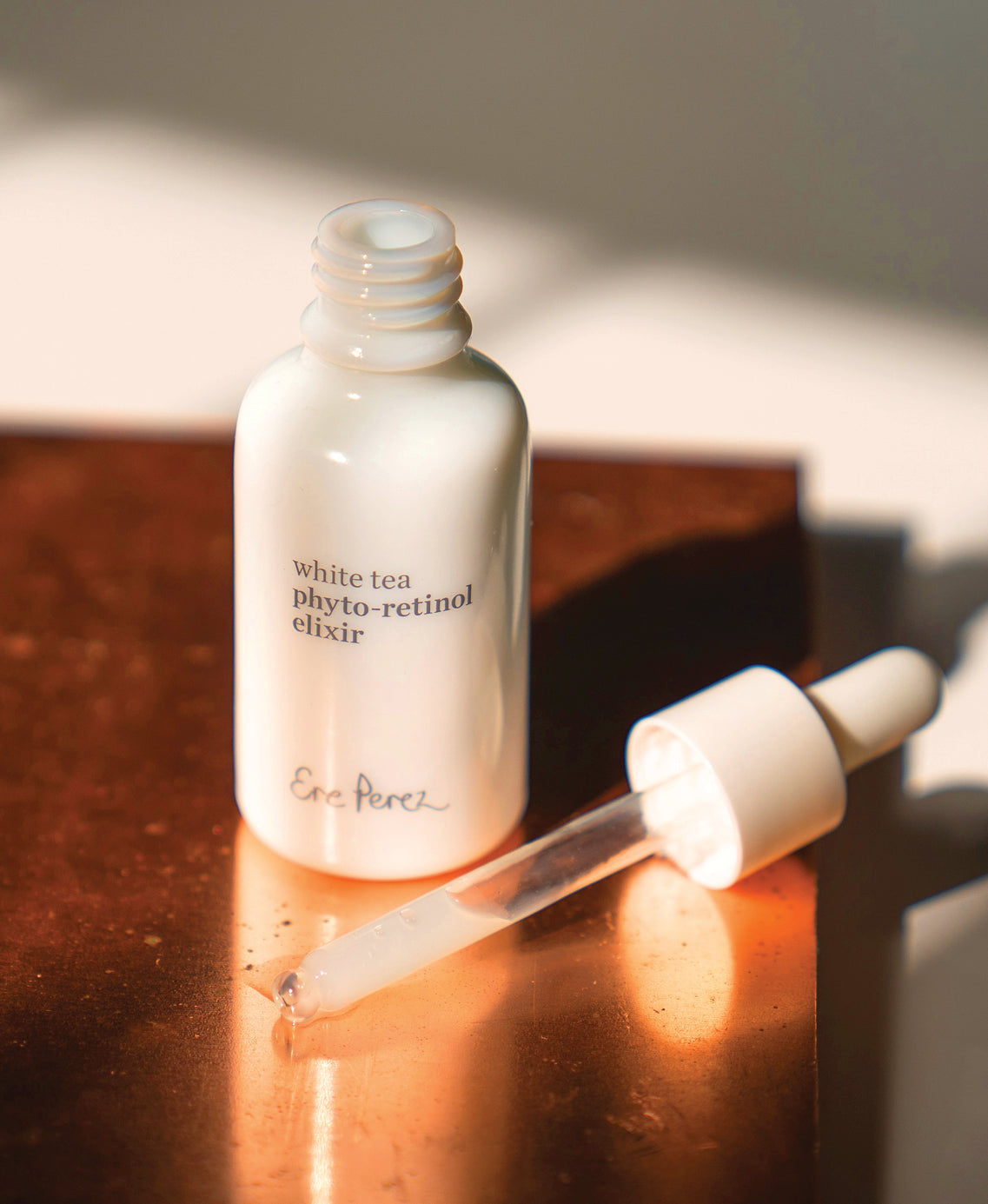 cruelty-free white tea phyto-retinol elixir in its sustainable packaging |