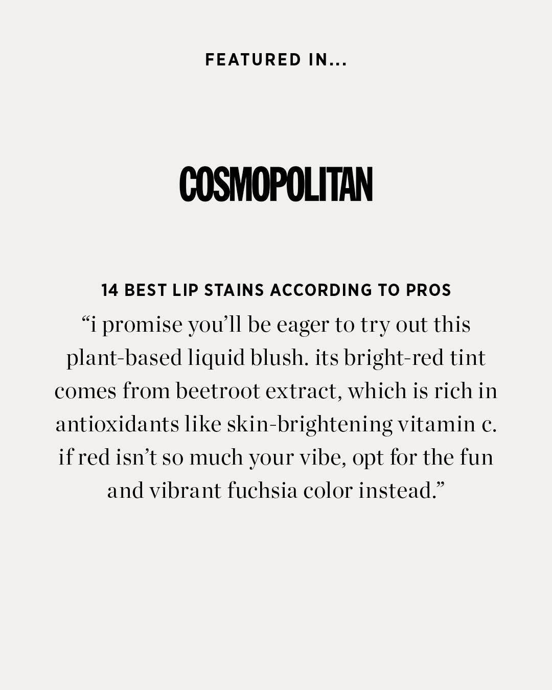 Ere Perez natural & plastic free beetroot cheek & lip tint multi-use bottle, featured in cosmopolitain in the 14 best lip stains according to pros
