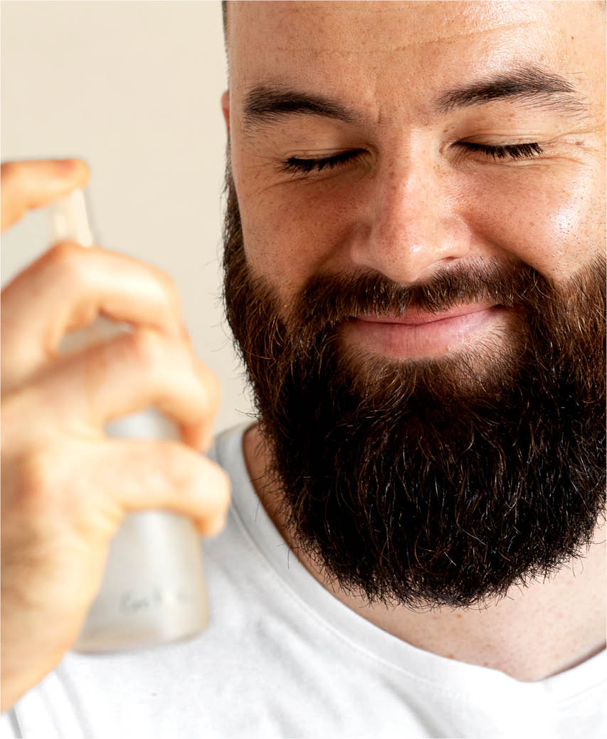 eco-friendly herbal face tonic Ere Perez sprayed on the skin for a refreshing tonic effect