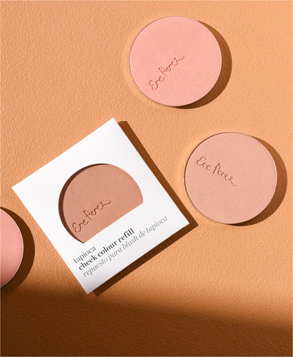 multiple organic tapioca cheek colour refills for a sustainable no-waste packaging