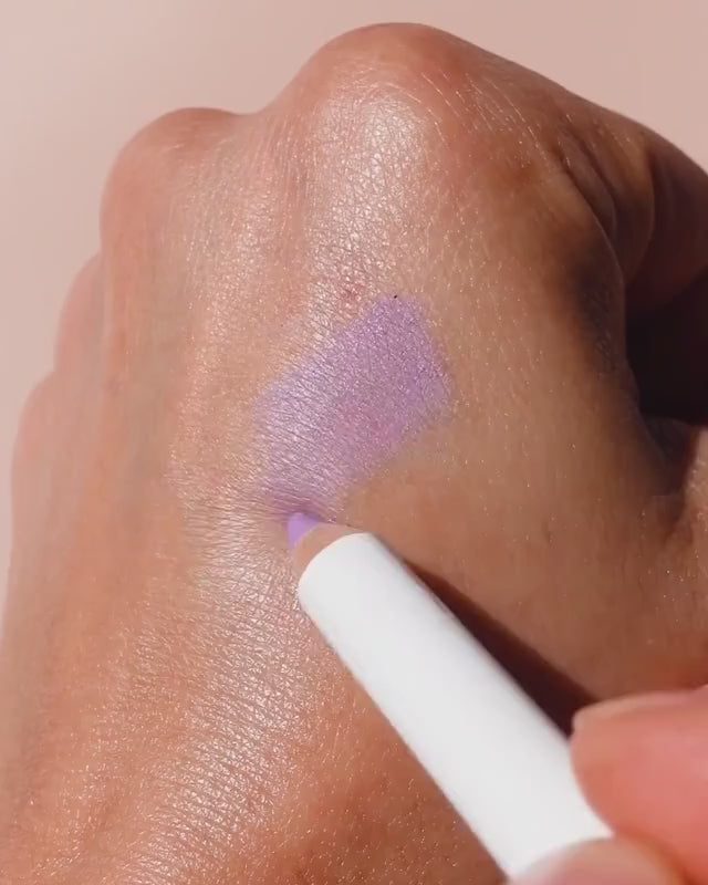 swatch of jojoba eye pencil applied on skin for a rosy healthy shine
