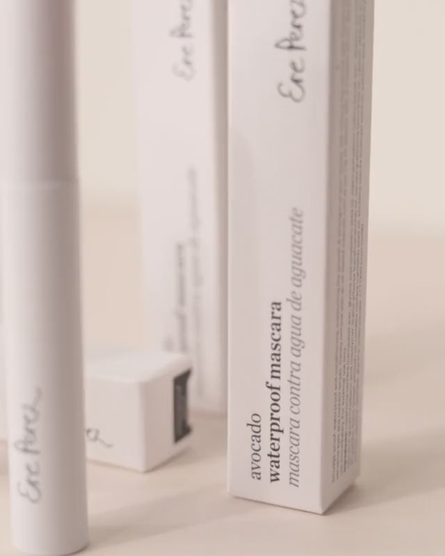 avocado waterproof mascara swatches and in their packaging by Ere Perez
