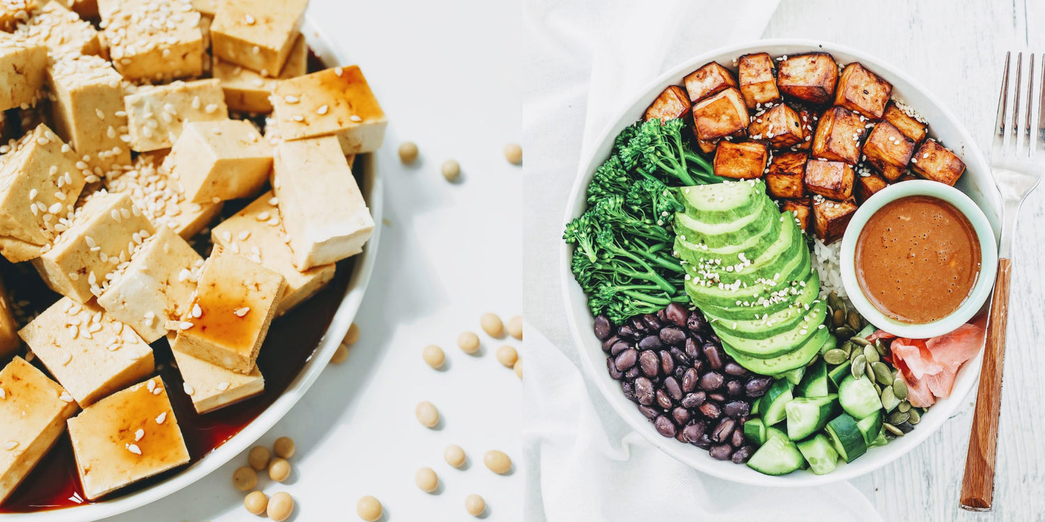 baked tofu vegan bowl