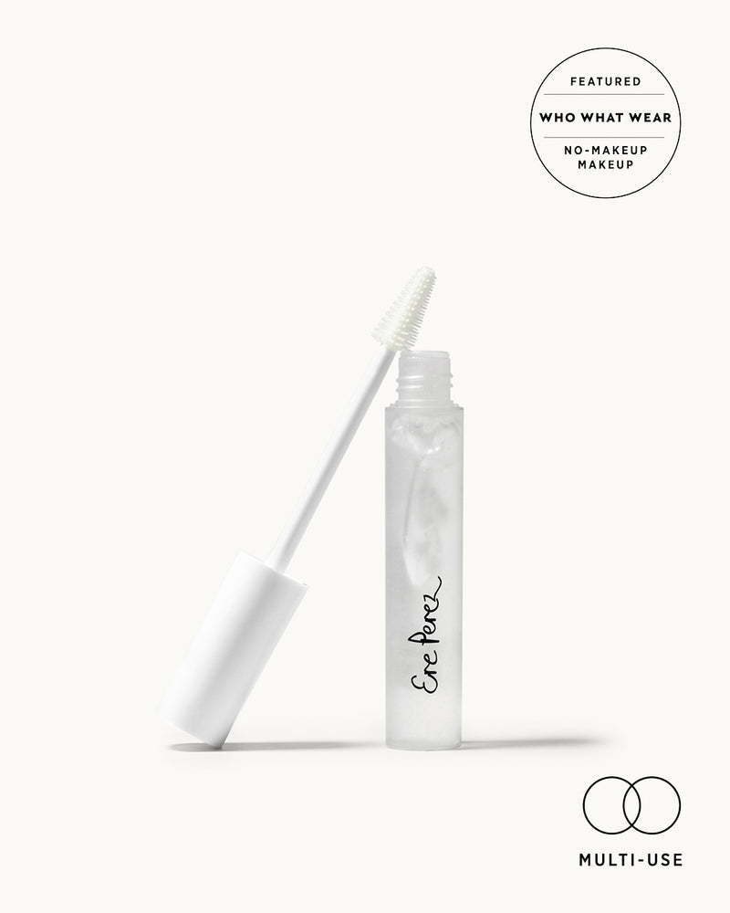 Organic aloe gel lash & brow mascara in its multi-use packaging featured in who what wear as a no-makeup makeup