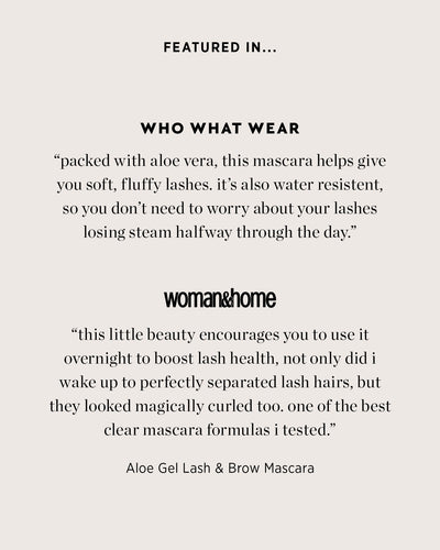 Eco-friendly aloe gel lash &amp; brow mascara featured in who what wear and in woman&amp;home