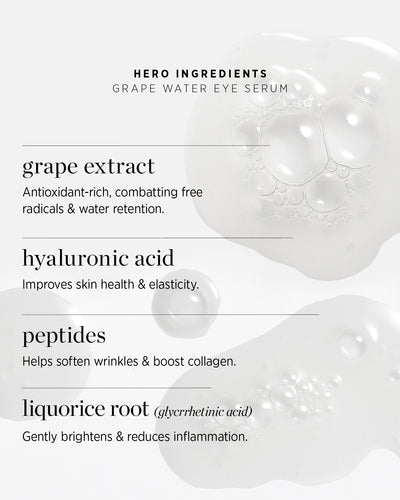 all-natural hero ingredients in grape water eye serum by Ere Perez and their main benefits