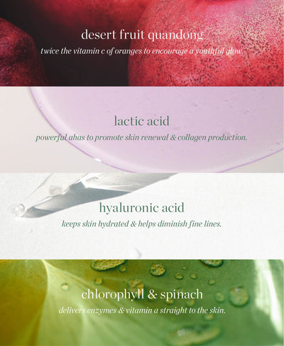 all-natural main ingredients of quandong green booster serum by Ere Perez and their main benefits 