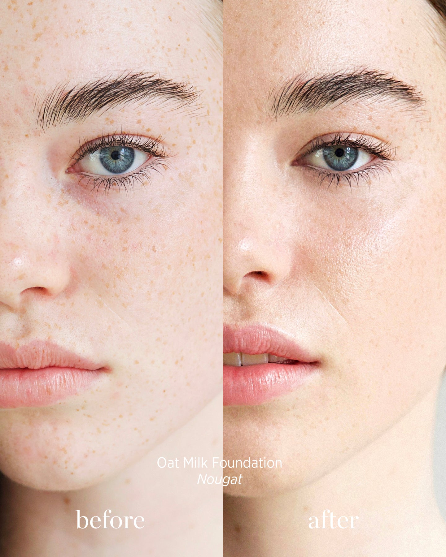 Organic &amp; nourishing award-winning oat milk foundation with packaging made of sustainable PCR plastic 