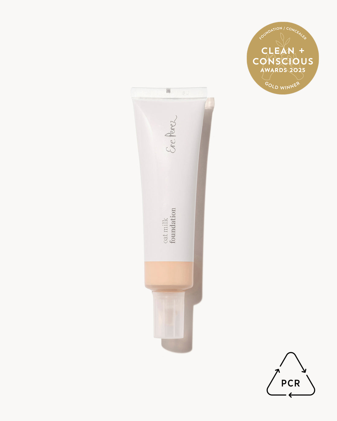 All-natural award-winning oat milk foundation with packaging made of sustainable PCR plastic