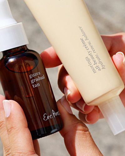 combo of a self tanner bottle &amp; a moisturising cream with respectfully bottle of guava gradual tan &amp; tube of moringa all-beauty cream