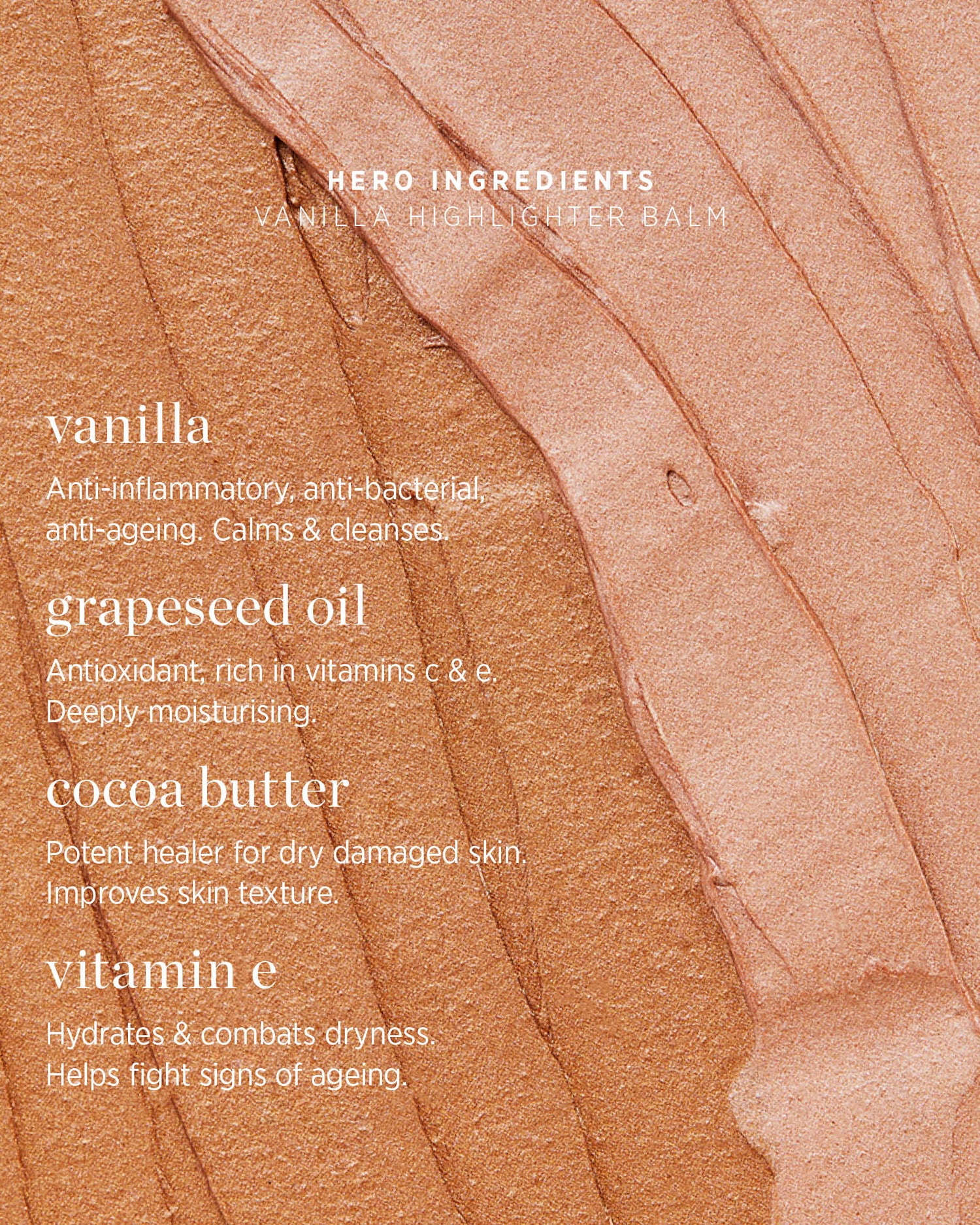 natural and sustainable vanilla highlighter Ere Perez applied on skin for a healthy shimmer 