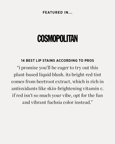 Ere Perez natural &amp; plastic free beetroot cheek &amp; lip tint multi-use bottle, featured in cosmopolitain in the 14 best lip stains according to pros  