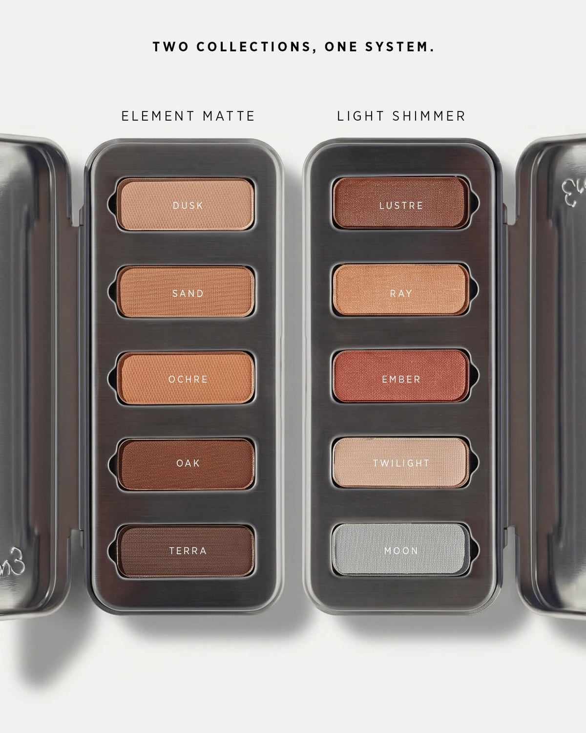 Element Matte and Light Shimmer eye palette collection comparison. 