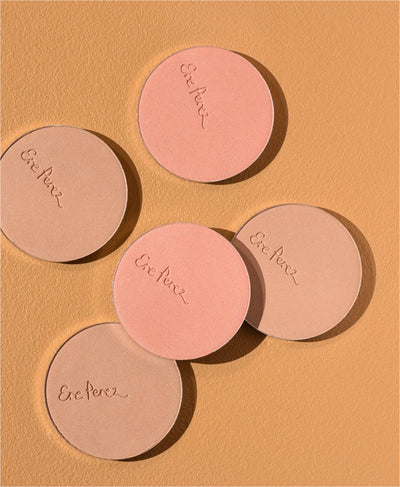 multiple eco-friendly tapioca cheek colour refills for a sustainable no-waste packaging
